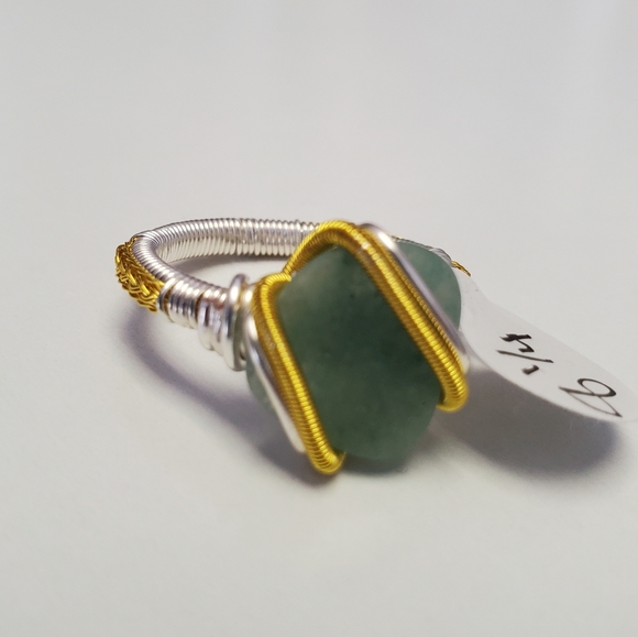 "Forever Fond" Aventurine Handmade Wire Wrap Ring Size 8.25 - Picture 3 of 8